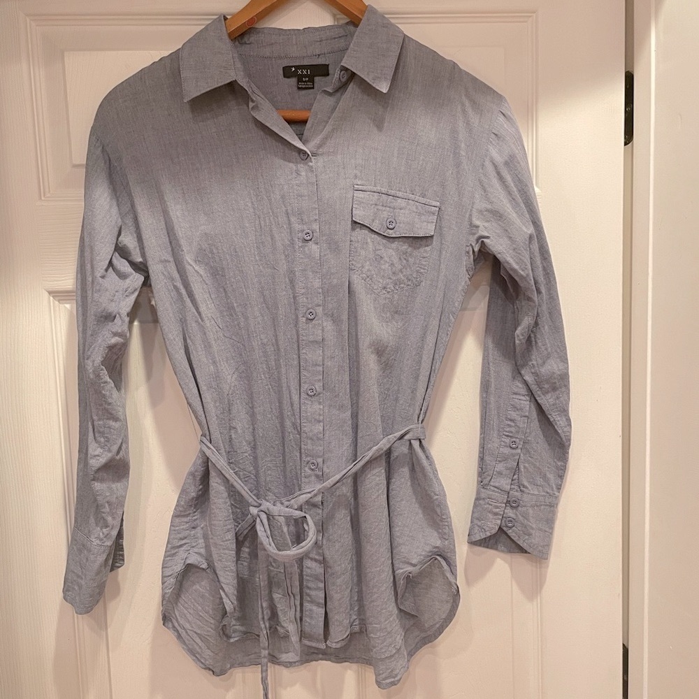 Chambray Belted Pocket Tunic